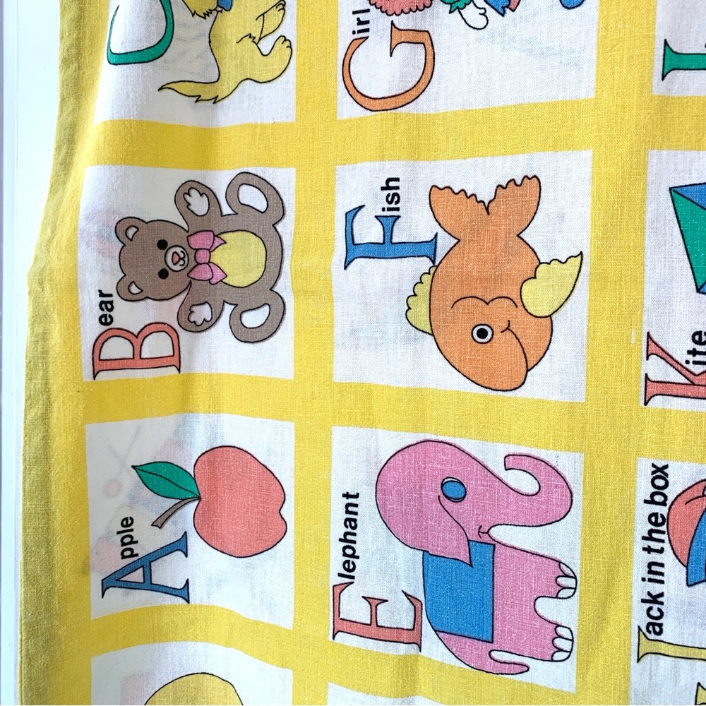 Vintage 1970’s Fabric Alphabet Picture Pillow Case Nursery Baby Toddler Room